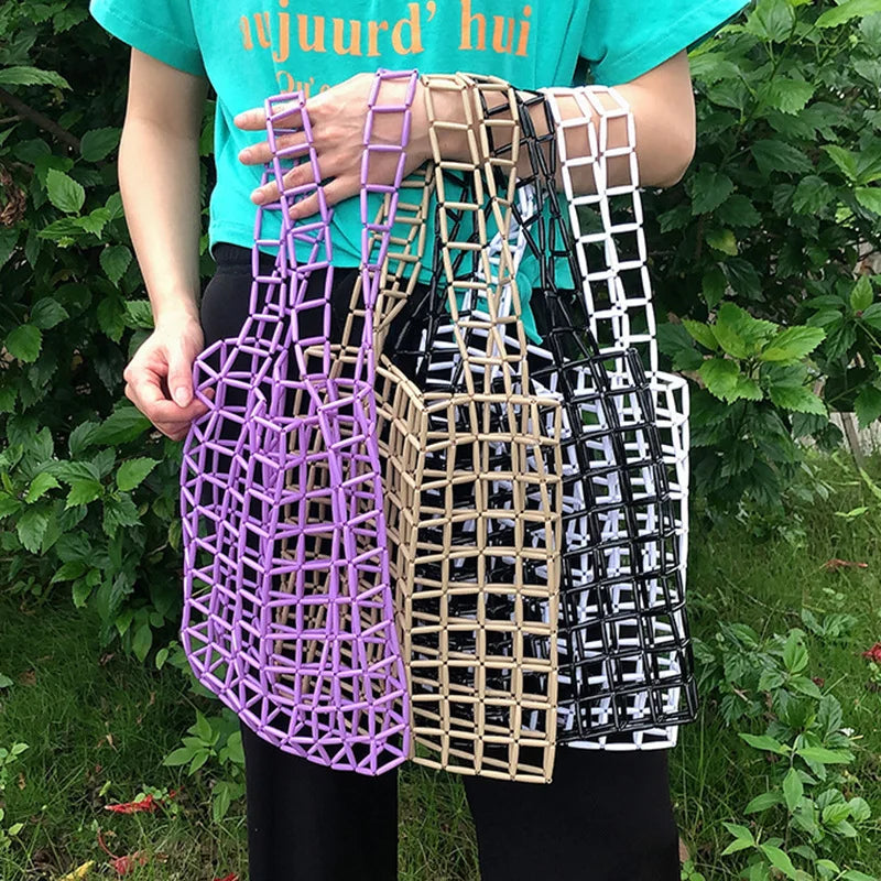 Acrylic Beaded Bag Hollow Out Shoulder Bag