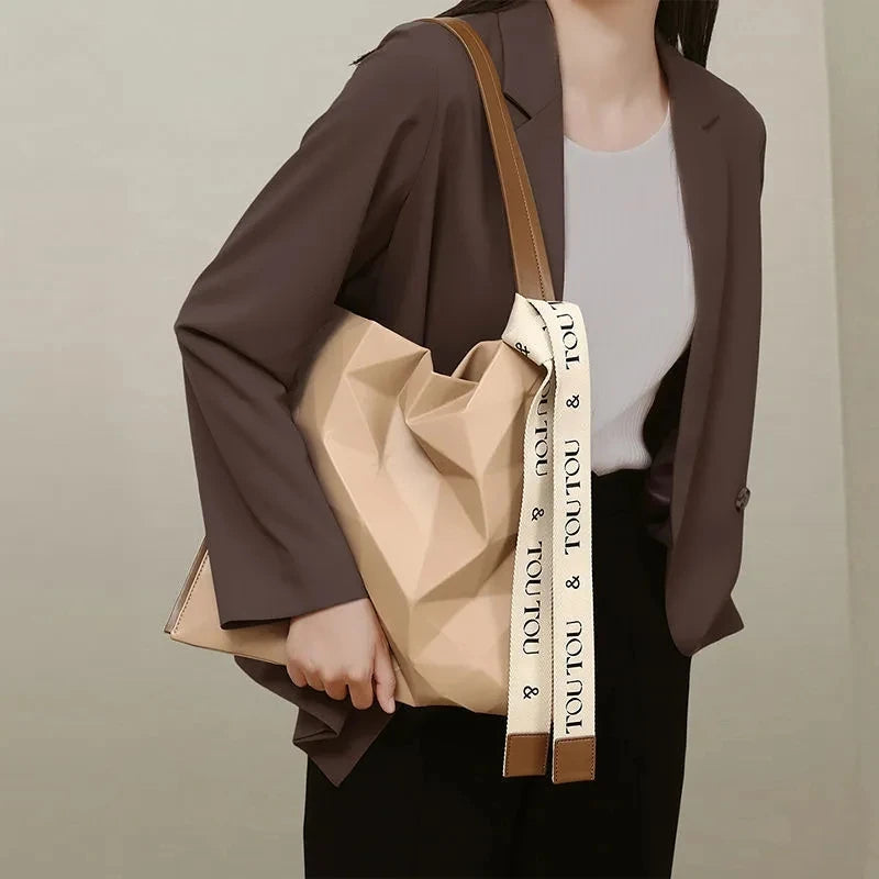 Large Capacity PU Tote Shopping Bag for Women Girls