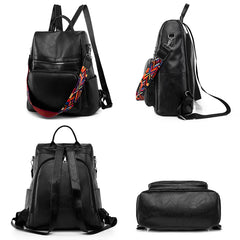 Women High Leather Backpack School Bags for Teenagers Girls Large Capacity