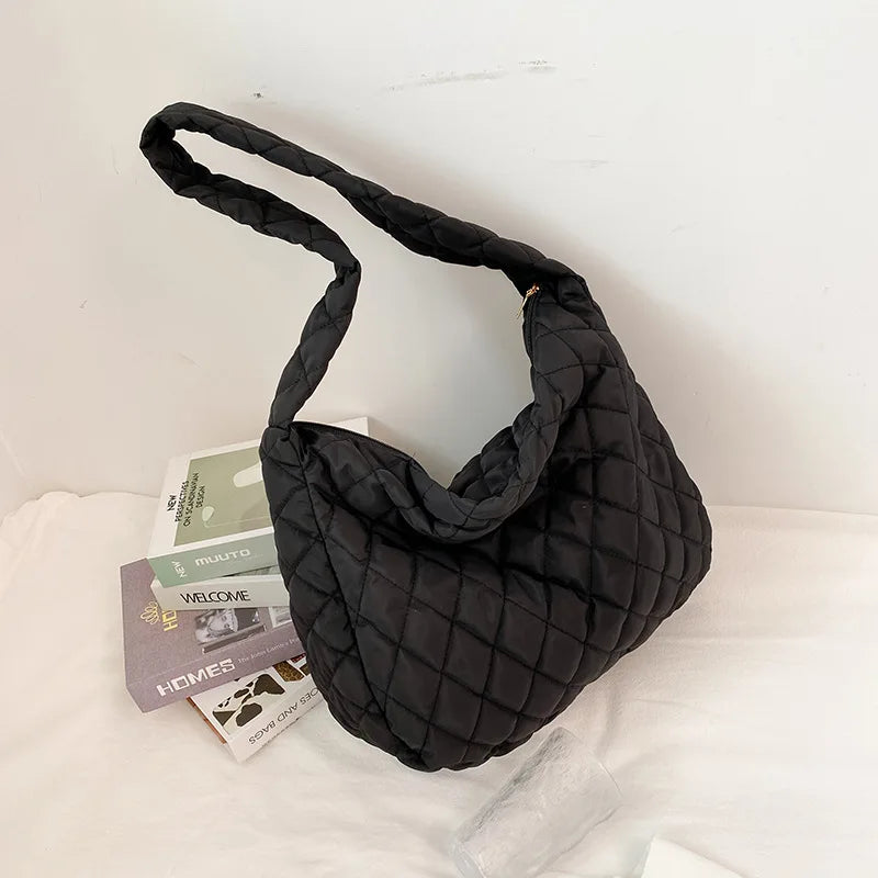 Diamond Lattice Shoulder Bag for Women Large Capacity Crossbody Bag Vintage