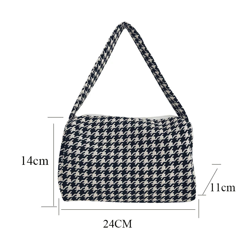 Female Vintage Plaid Shoulder Bag Casual Small Crossbody Handbag