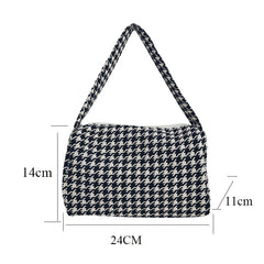 Female Vintage Plaid Shoulder Bag Casual Small Crossbody Handbag