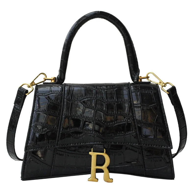 Stone Pattern Small Square Handbag Leather Shoulder Messenger Bag