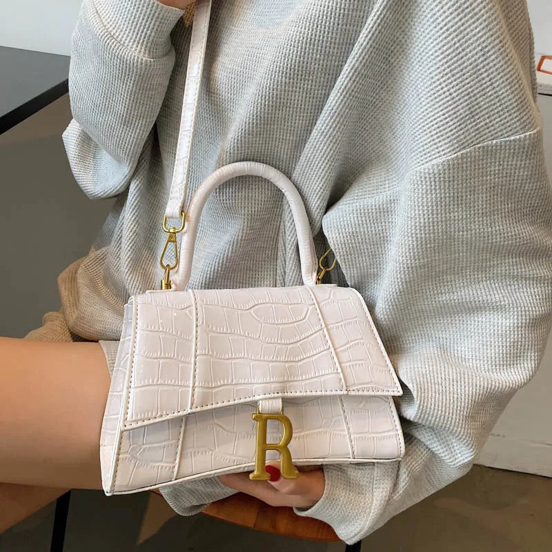 Stone Pattern Small Square Handbag Leather Shoulder Messenger Bag