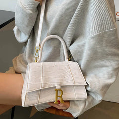Stone Pattern Small Square Handbag Leather Shoulder Messenger Bag