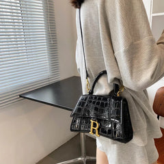 Stone Pattern Small Square Handbag Leather Shoulder Messenger Bag