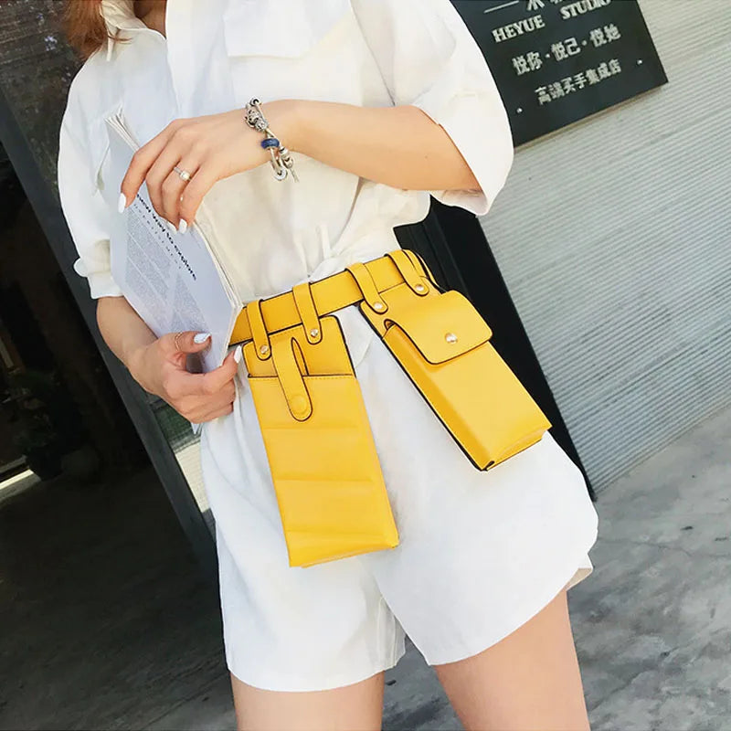Women's PU Leather Waist Bag Fanny Pack Crossbody Bag