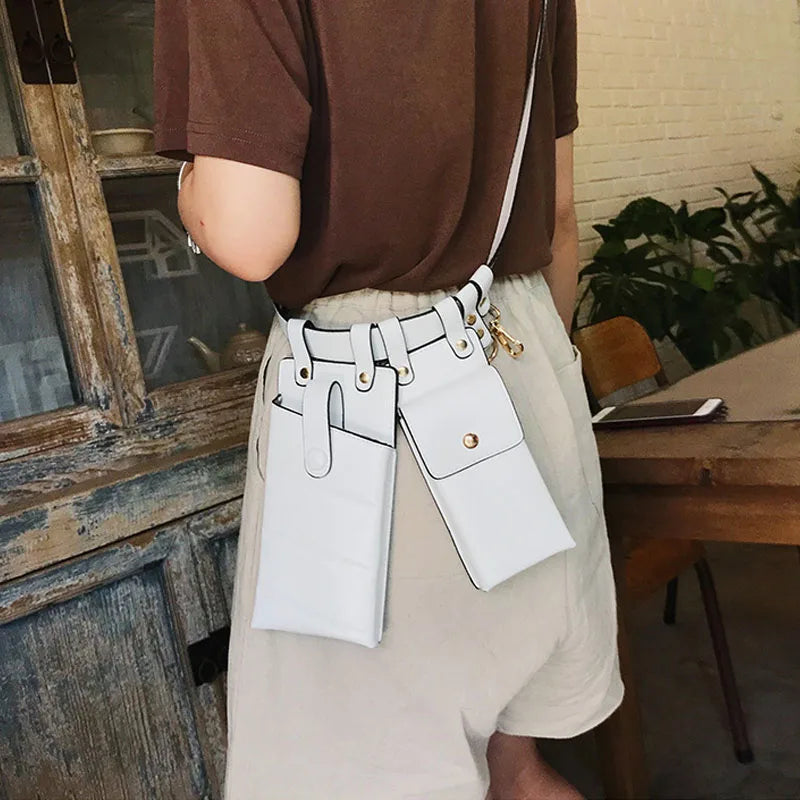 Women's PU Leather Waist Bag Fanny Pack Crossbody Bag