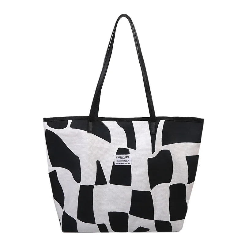 Plaid Girls Canvas Shoulder Tote Bag