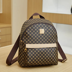Printed Backpack Women's Versatile PU Leather Shoulder Bag School Style Backpack