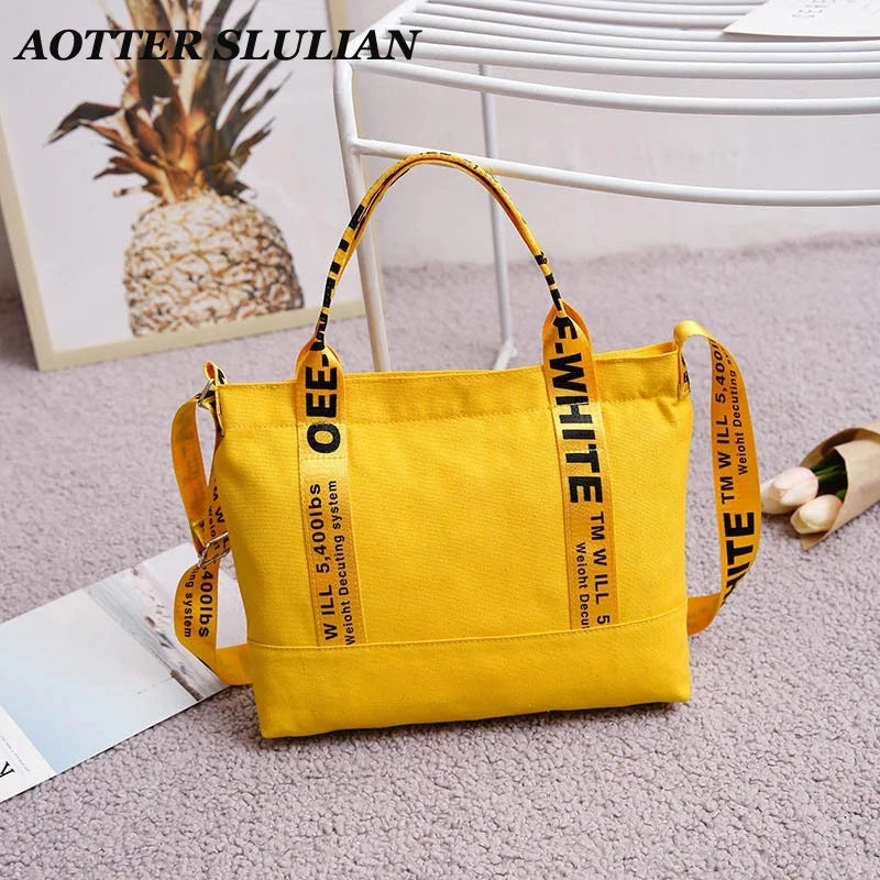 Canvas Shoulder Bag Large Capacity Crossbody Letters Handbag