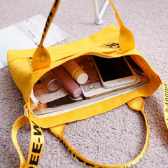 Canvas Shoulder Bag Large Capacity Crossbody Letters Handbag