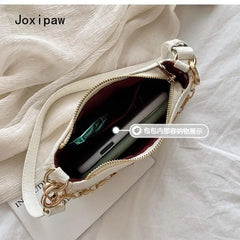 Vintage Solid Chain Handbag Female Casual PU Leather Shoulder Bag