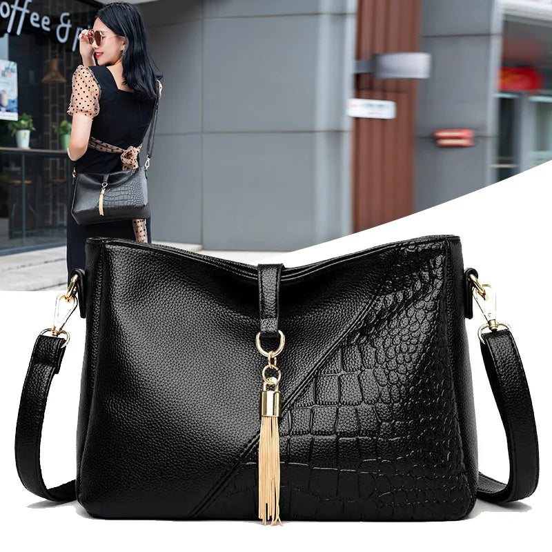 Tassel Women Handbags Leather Shoulder Bags