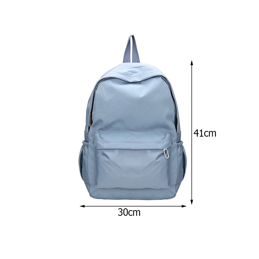 Women Nylon Backpack Preppy Style Solid Large Handbags
