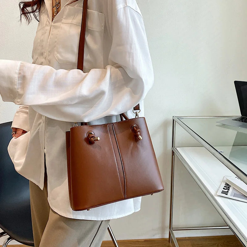 Women Orange Green Shoulder Bag Large Capacity Bucket Bags Big Totes