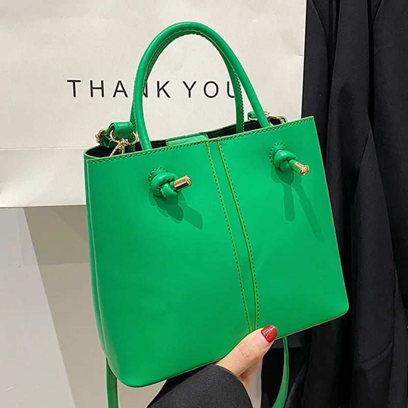 Women Orange Green Shoulder Bag Large Capacity Bucket Bags Big Totes