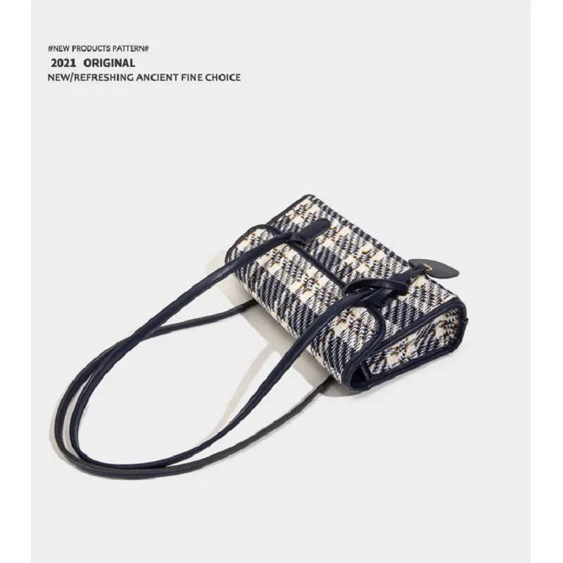 Plaid French Stick Bag Retro Handbag Shoulder Bag