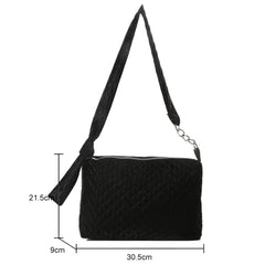 Women's Lattice Quilted Handbags Winter Female Shoulder Bag Cotton Padded Chains