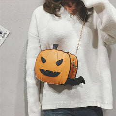 Funny Halloween Pumpkin Shaped Demon Messenger Crossbody Bag
