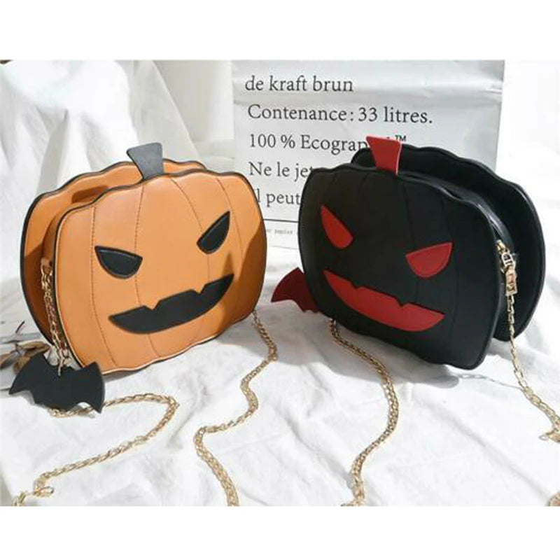 Funny Halloween Pumpkin Shaped Demon Messenger Crossbody Bag
