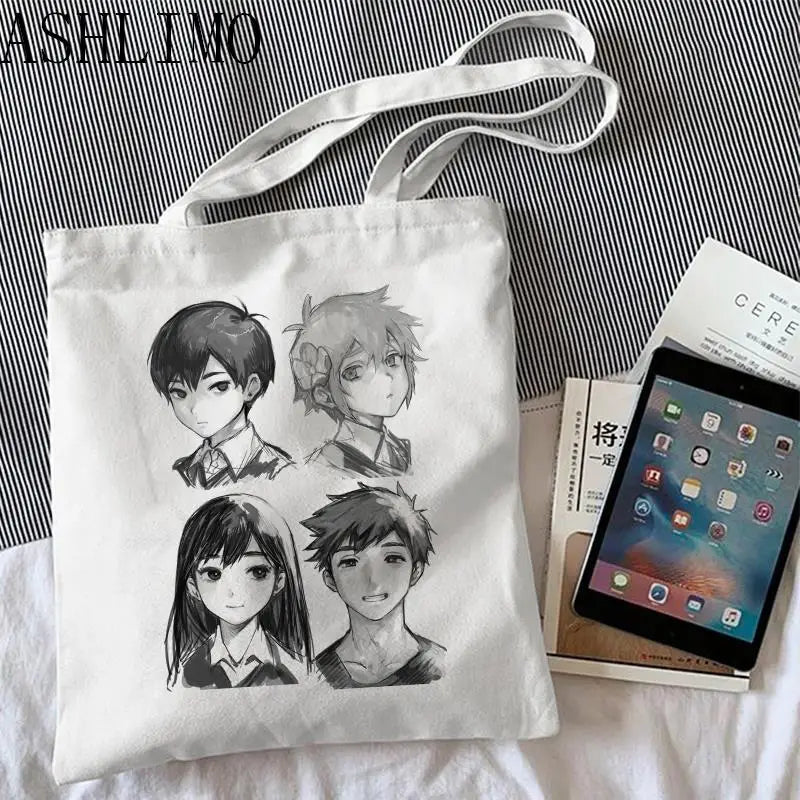 Omori Canvas Shoulder Bag Women, Cotton Fabric Handbag Tote for Girls