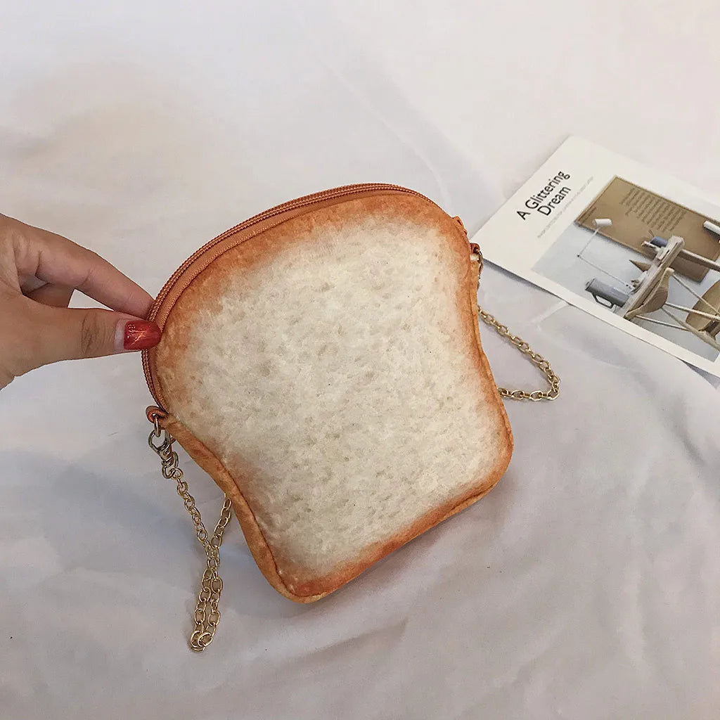 Funny Small Bread Pattern Shoulder Bag Crossbody Chain Messenger Bag