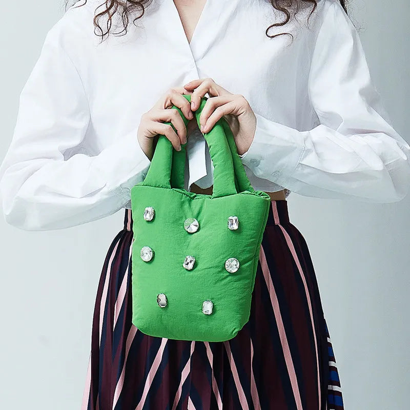 Rhinestone Zipper Diamond Women's Tote Bag