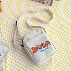 Harajuku Style Canvas Shoulder Bag Bear Pattern Casual Tote
