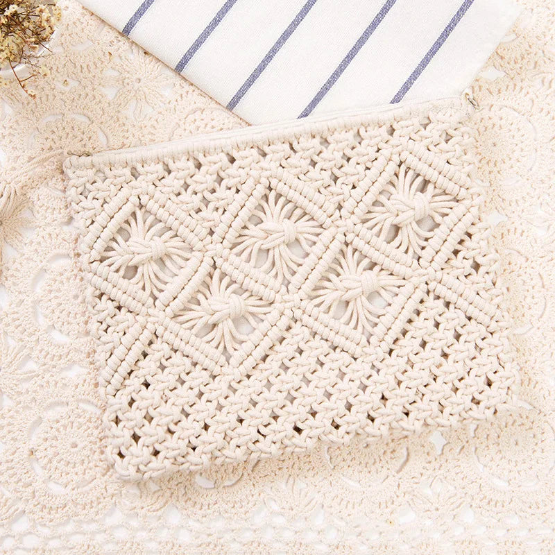 Women Envelope Hasp Beach Bag Clutch Female Braided Handbag