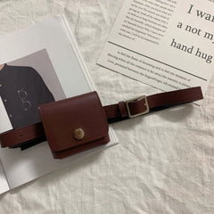 Retro Mini Leather Waist Bag for Women, Detachable Stylish Belt Pouch