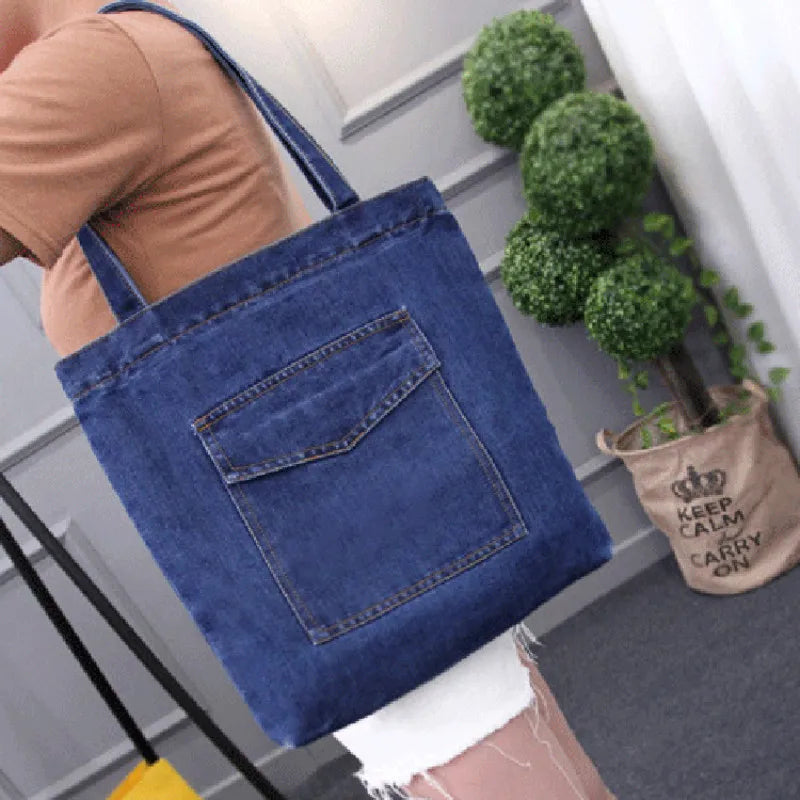 Women Shoulder Bags Casual Handbag Street Canvas Denim Shoulder Bag