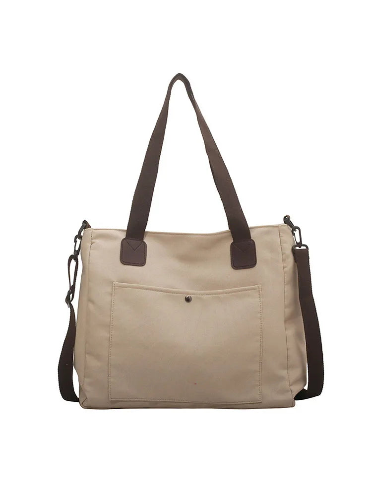 Large Capacity Canvas Solid Shoulder Bags for Women Casual
