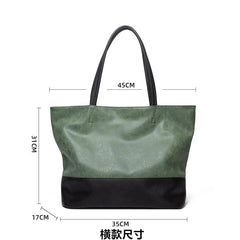 Large Retro Women Tote Casual Shoulder Bag PU Leather Female Shopping Bag