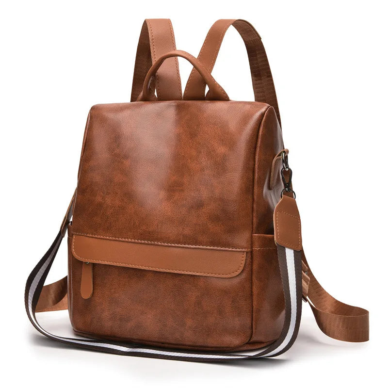 Leisure Soft Leather Women's Anti theft Backpack Large Capacity Travel Backpack