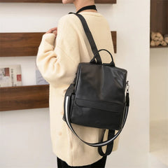 Leisure Soft Leather Women's Anti theft Backpack Large Capacity Travel Backpack