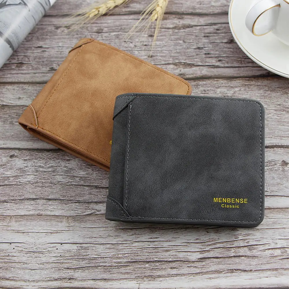 Men's Short Leather Wallet Retro Thin Multi-Card Wallet