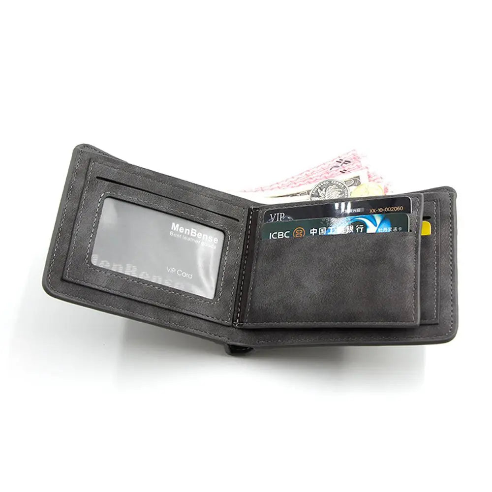 Men's Short Leather Wallet Retro Thin Multi-Card Wallet