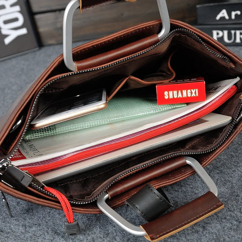 Men's Crazy Horse Leather Briefcase Business File Bag