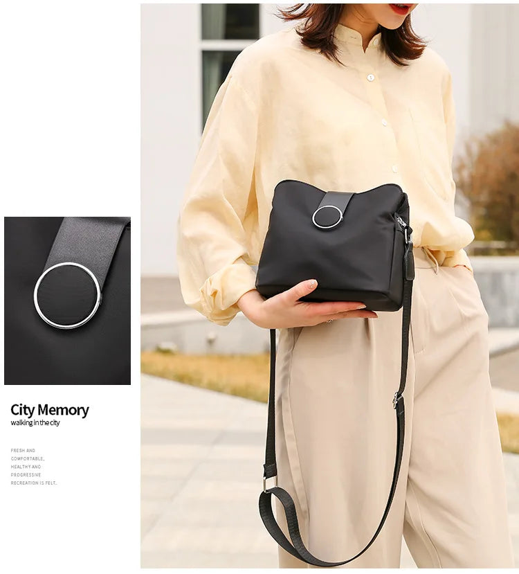 Multi-layer Nylon Shoulder Messenger Bag for Women