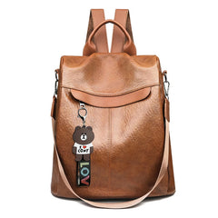 Anti Theft Women Backpack PU Leather School Bag