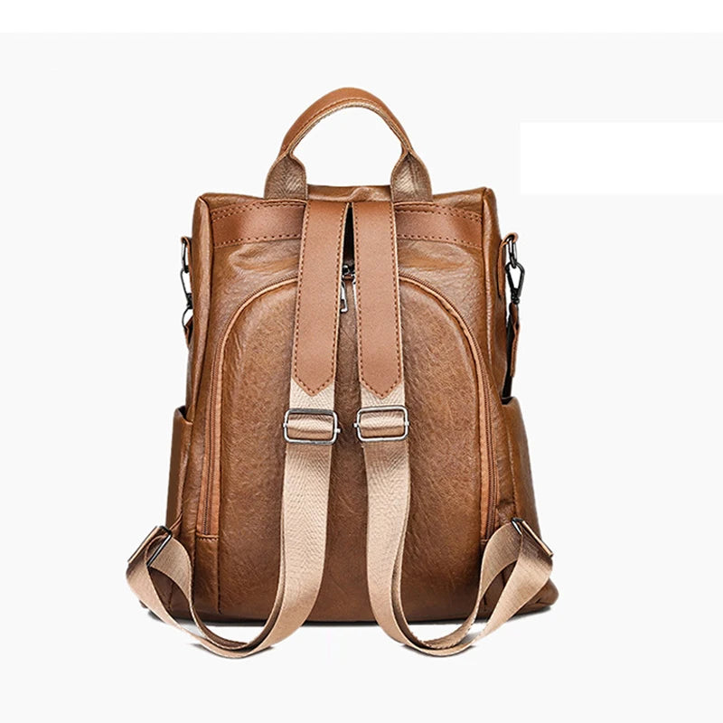 Anti Theft Women Backpack PU Leather School Bag