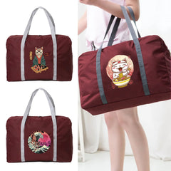 Nylon Foldable Travel Bags Large Capacity WaterProof Handbags Japan Cat Pattern