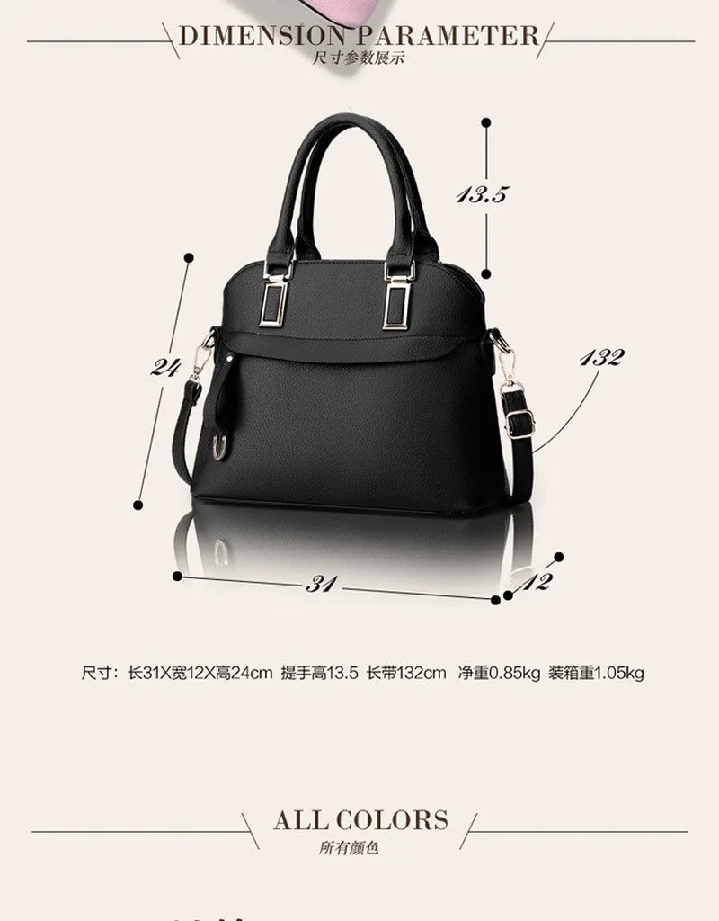 PU Leather Solid Shoulder Handbag Messenger Bag