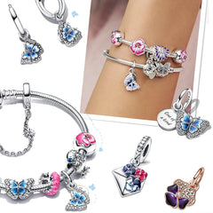 Padlock & Key Charm for 925 Silver Bracelet - Women's Fine Jewelry Gift