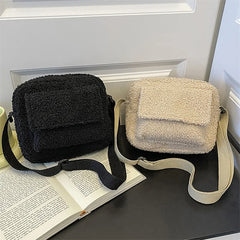 Plush Fabric Women's Shoulder Crossbody Bag Small Lambs Wool