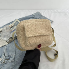 Small Plush Fabric Crossbody Bag Fluffy Fur Winter