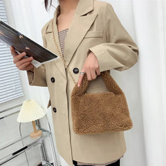 Plush Fabric Women's Shoulder Crossbody Bag Lambs Wool Fluffy Fur