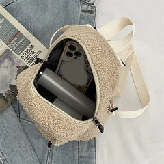 Plush Fabric Women's Shoulder Crossbody Bag Small Lambs Wool