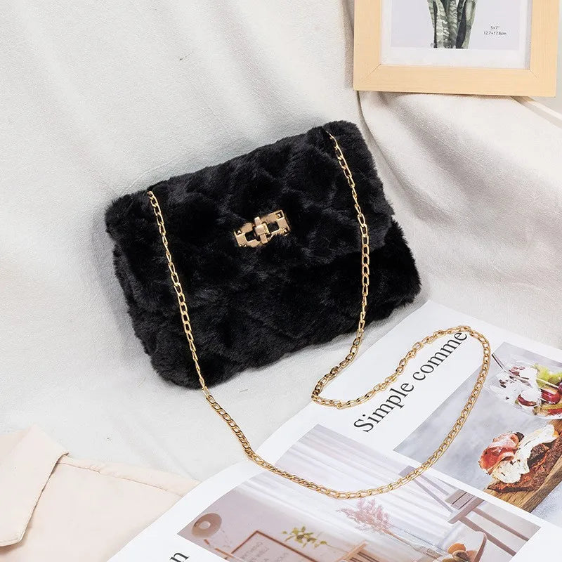 Fluffy Fur Women's Crossbody Bag Lambs Wool Winter Handbag